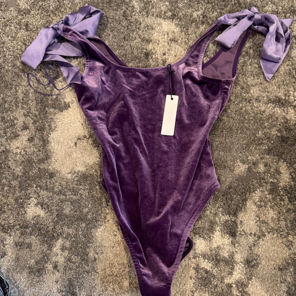 Purple Velvet Bodysuit
